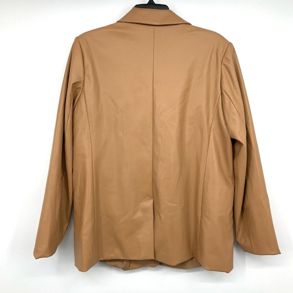 A New Day Blazer Faux Leather Brown Relaxed Fit Jacket NWT - Picture 8 of 11
